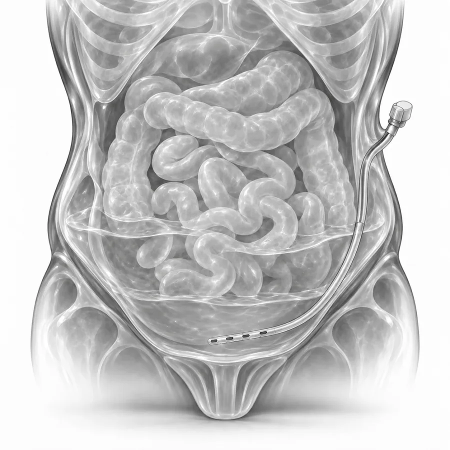 Illustration: abdominal pleurx catheter