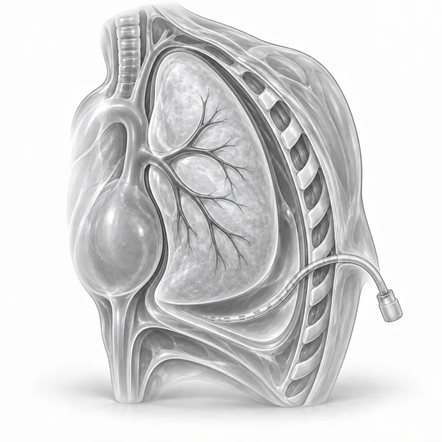 Illustration: chest pleurx catheter