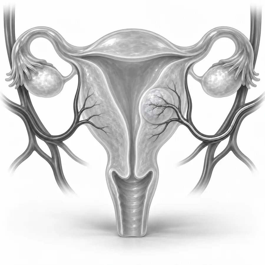 Illustration: uterine fibroid embolization