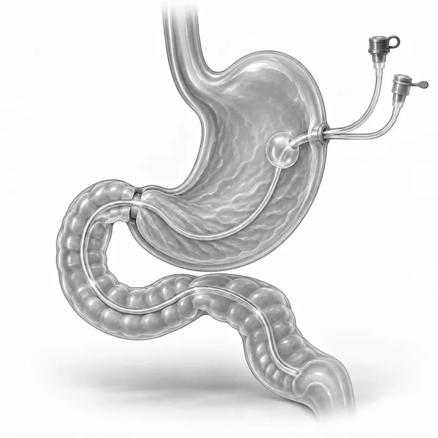 Illustration: gastrojejunostomy tube (gj tube)