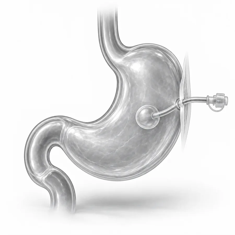 Illustration: gastrostomy tube (g tube)