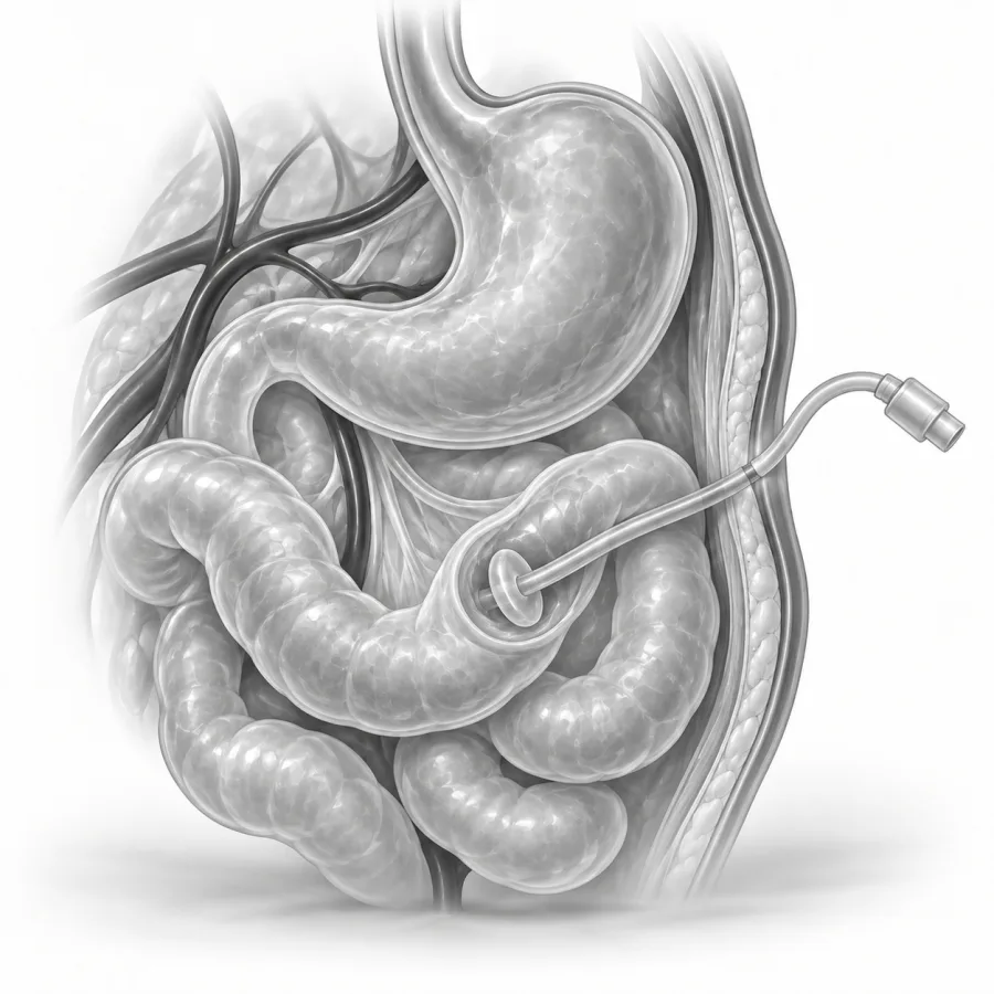 Illustration: jejunostomy tube (j tube)