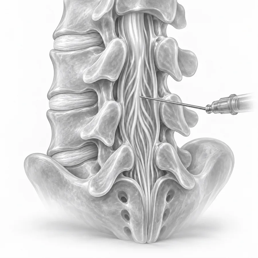 Illustration: lumbar puncture and myelogram
