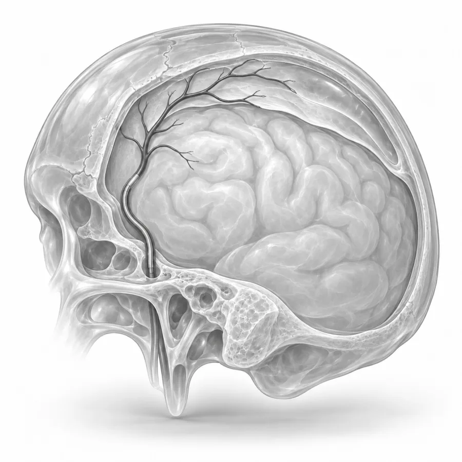 Illustration: middle meningeal artery embolization
