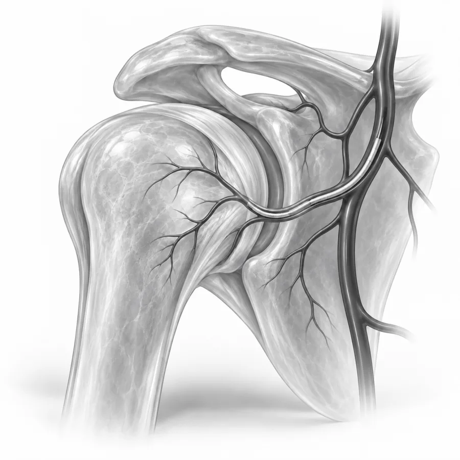 Illustration: shoulder embolization
