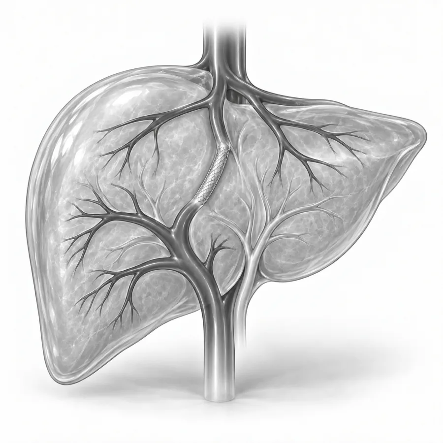 Illustration: tips (transjugular intrahepatic portosystemic shunt)
